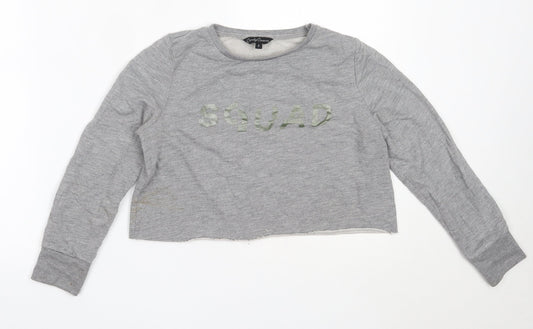 Matalan Girls Grey  Cotton Pullover Sweatshirt Size 9 Years