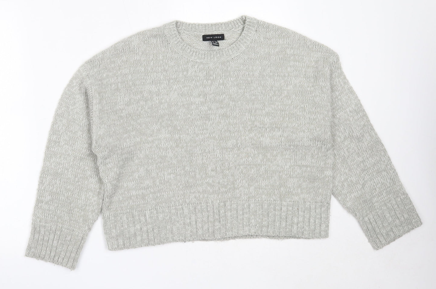 New Look Womens Grey Round Neck  Acrylic Pullover Jumper Size M