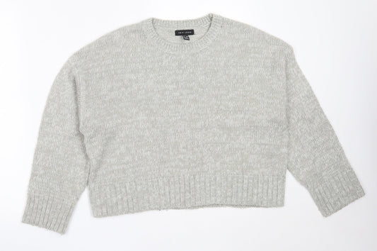 New Look Womens Grey Round Neck  Acrylic Pullover Jumper Size M