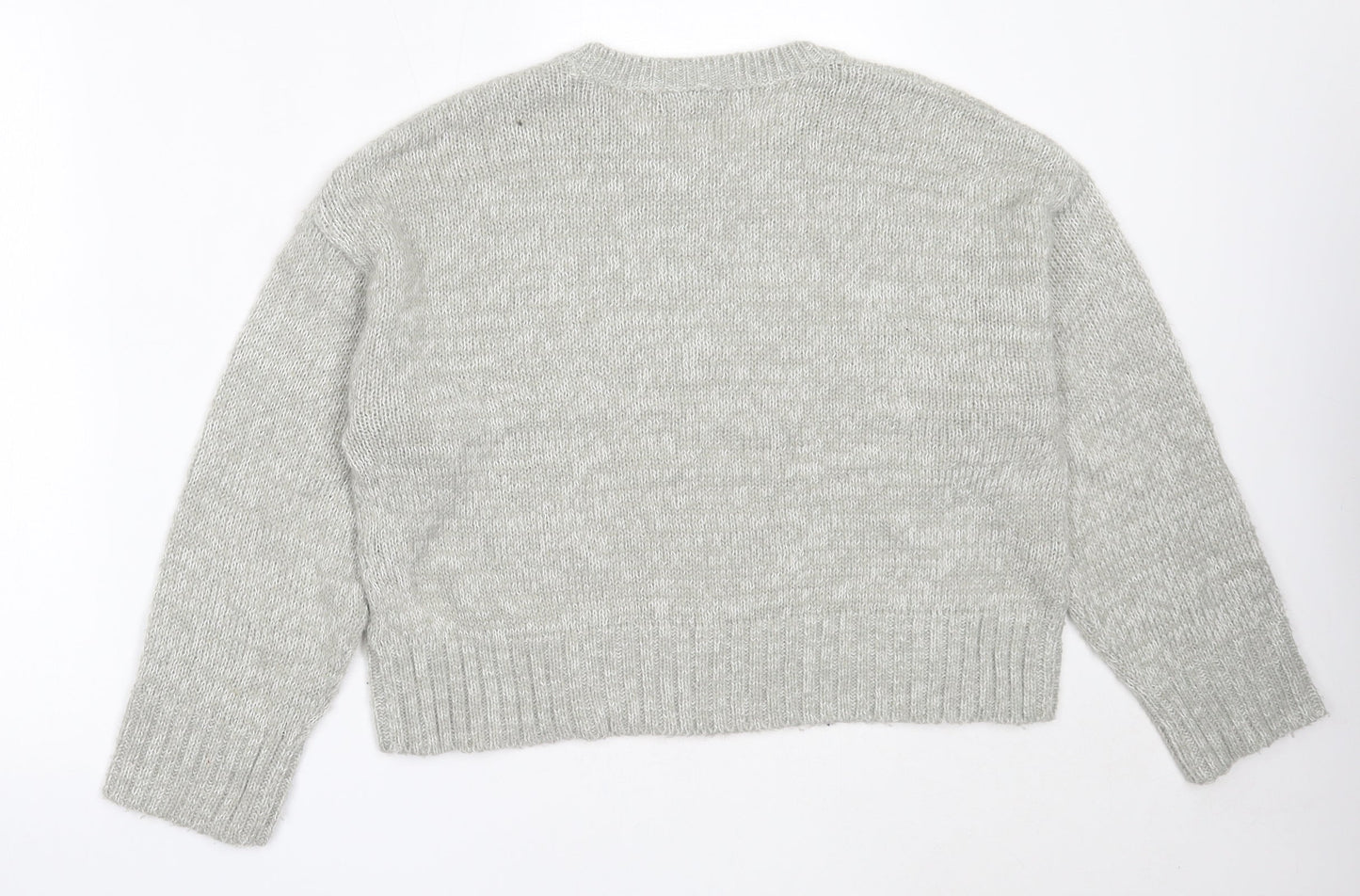 New Look Womens Grey Round Neck  Acrylic Pullover Jumper Size M