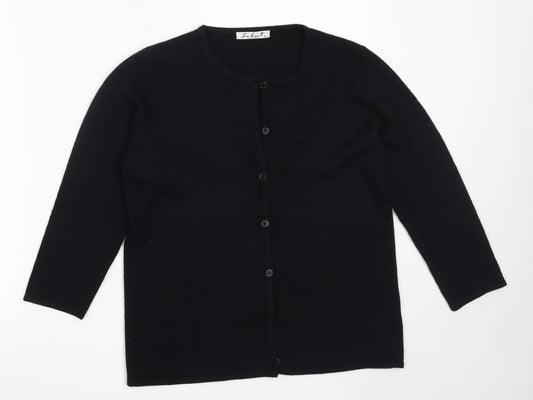 Select Womens Black Round Neck  Acrylic Cardigan Jumper Size L