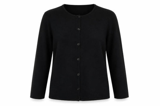 Select Womens Black Round Neck  Acrylic Cardigan Jumper Size L