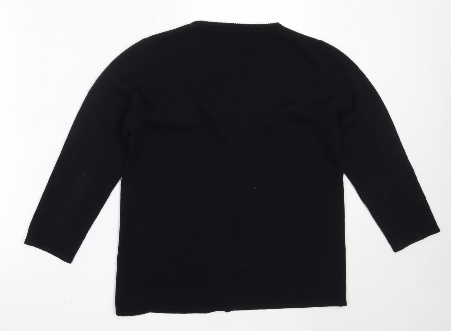 Select Womens Black Round Neck  Acrylic Cardigan Jumper Size L