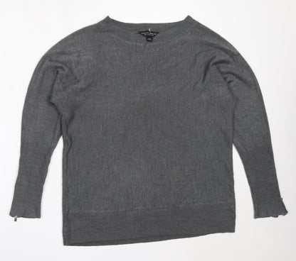 Dorothy Perkins Womens Grey Round Neck  Acrylic Pullover Jumper Size 14