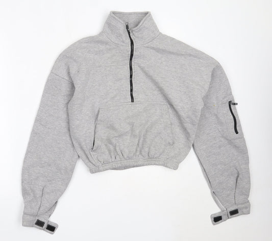 PRETTYLITTLETHING Womens Grey  Polyester Henley Sweatshirt Size M