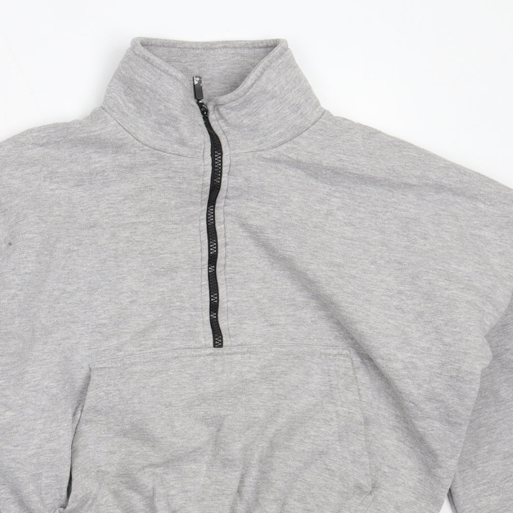 PRETTYLITTLETHING Womens Grey  Polyester Henley Sweatshirt Size M