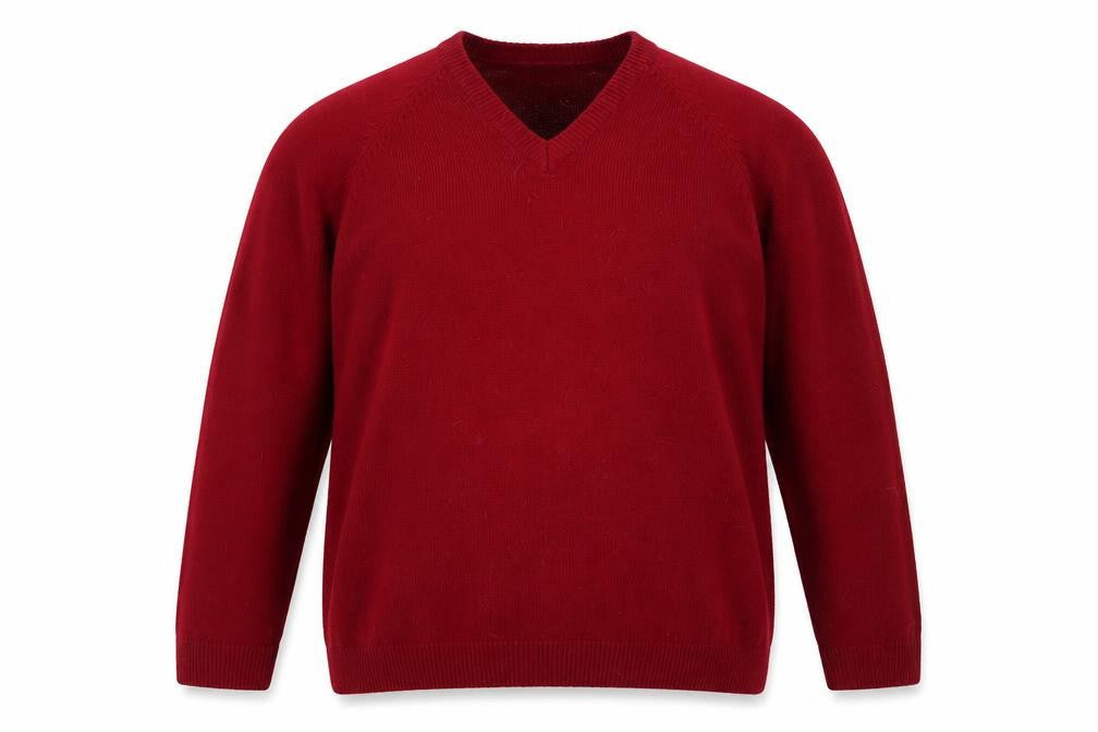South Bay Mens Red V-Neck  Acrylic Pullover Jumper Size M