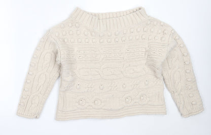 Next Womens Beige Round Neck  Acrylic Pullover Jumper Size M