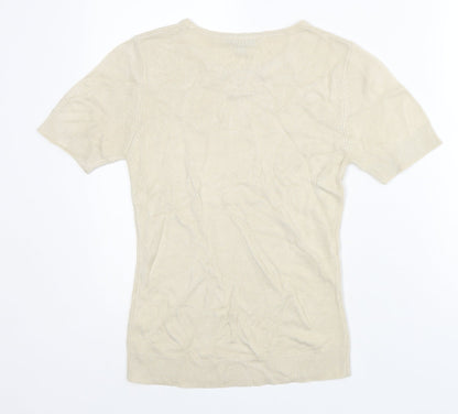 Janique Womens Grey  Acrylic Basic T-Shirt Size 12 Round Neck