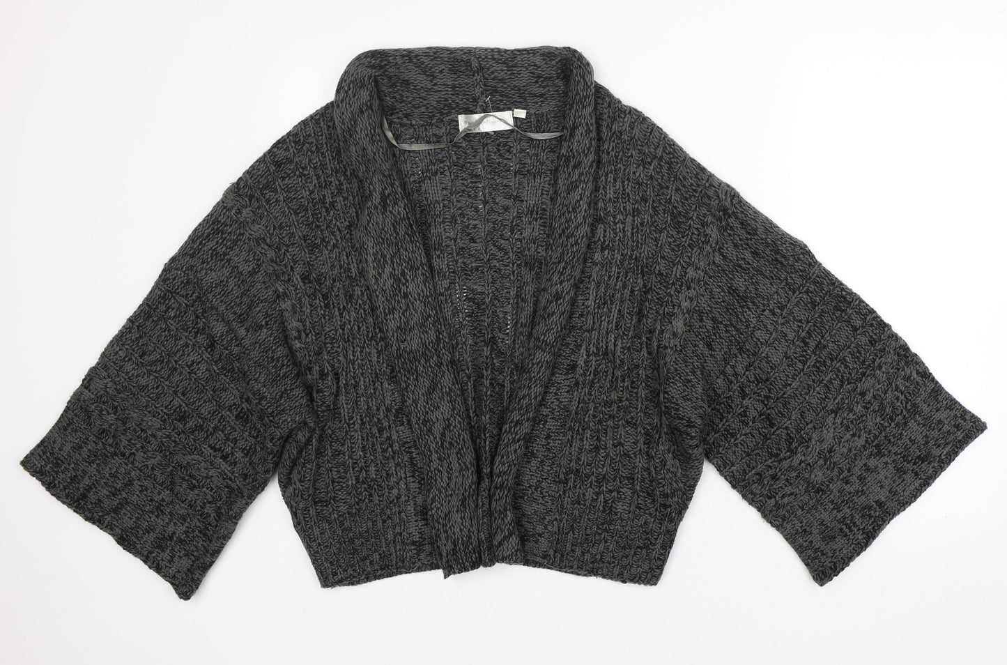 Internacionale Womens Grey V-Neck  Acrylic Cardigan Jumper Size L
