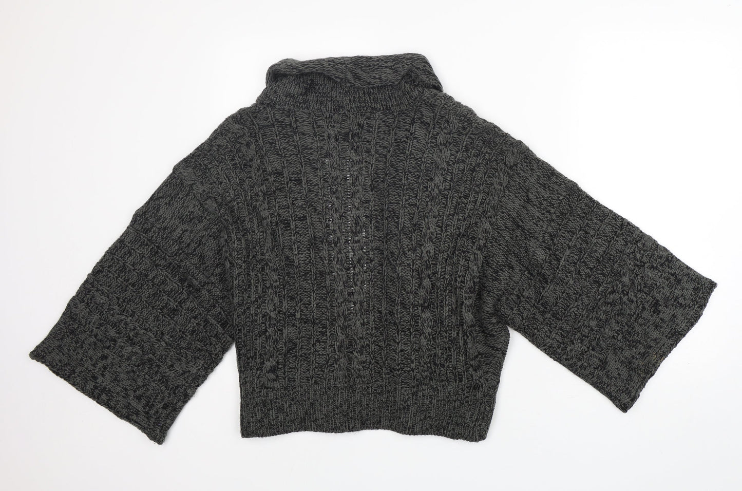 Internacionale Womens Grey V-Neck  Acrylic Cardigan Jumper Size L