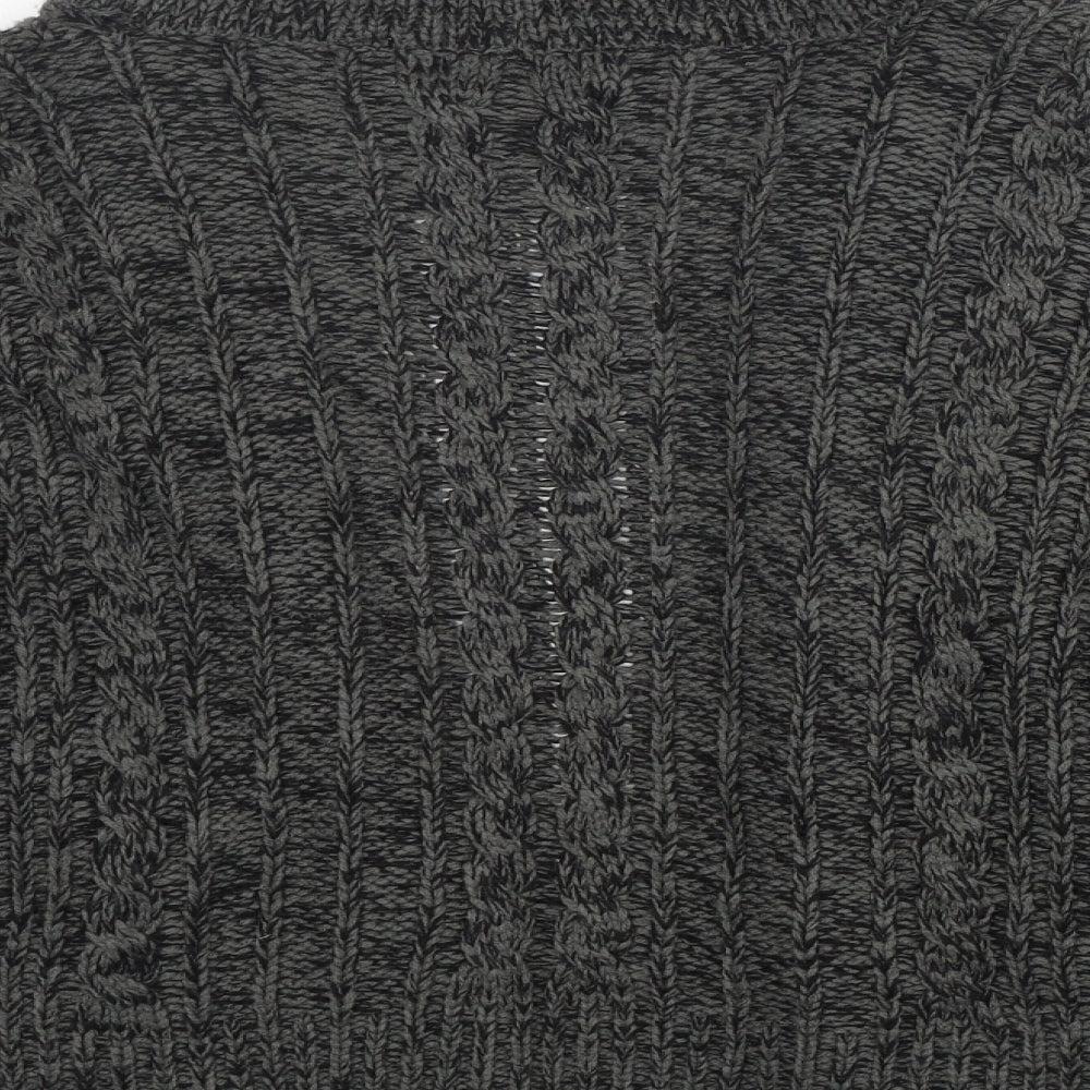 Internacionale Womens Grey V-Neck  Acrylic Cardigan Jumper Size L