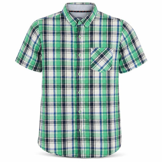 Brave Soul Mens Green Check Cotton  Button-Up Size M Collared Button