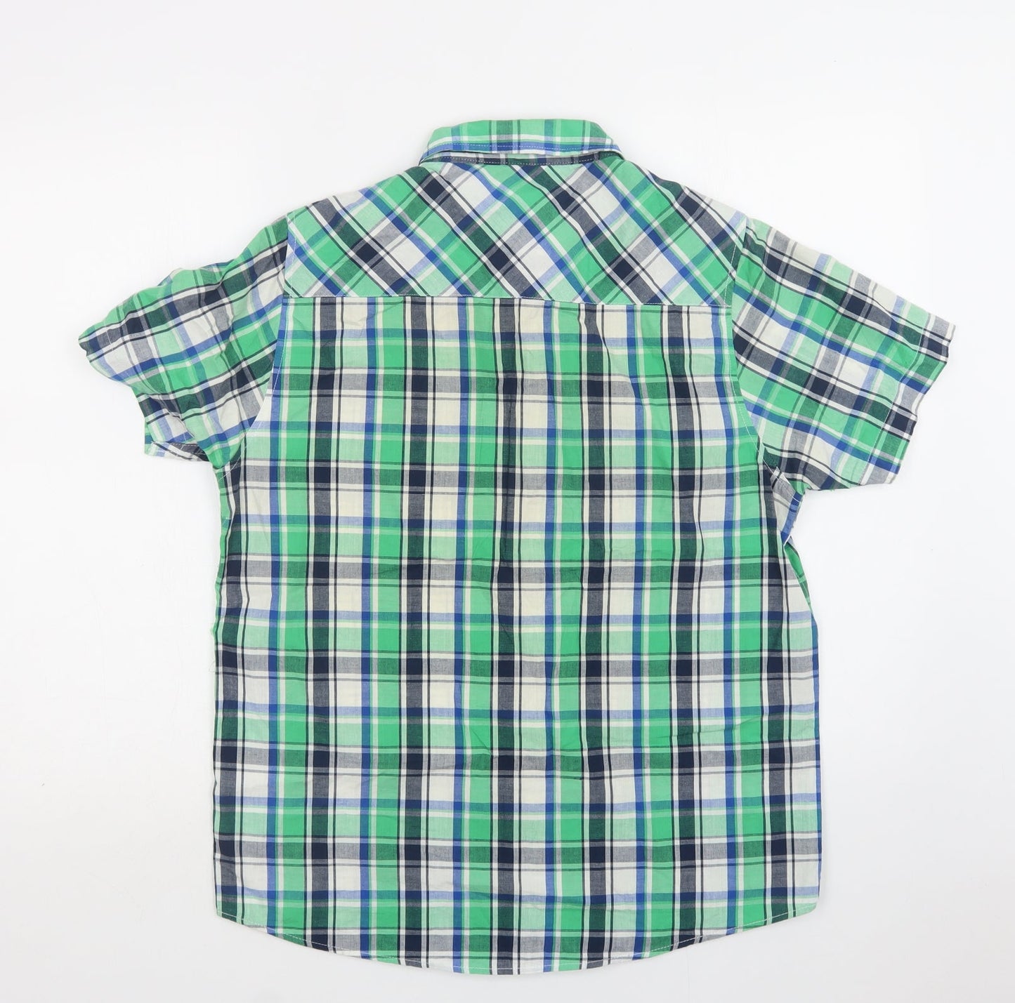 Brave Soul Mens Green Check Cotton  Button-Up Size M Collared Button