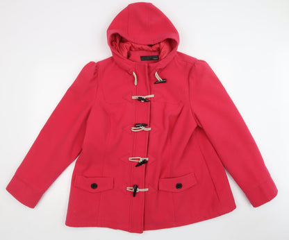 Next Womens Pink   Pea Coat Coat Size L  Zip