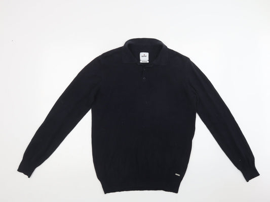 Soviet Mens Blue Collared  Cotton Pullover Jumper Size M