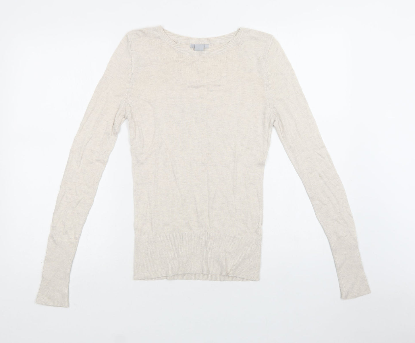 H&M Womens Beige Crew Neck   Pullover Jumper Size S