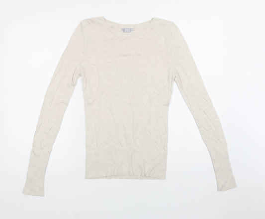 H&M Womens Beige Crew Neck   Pullover Jumper Size S