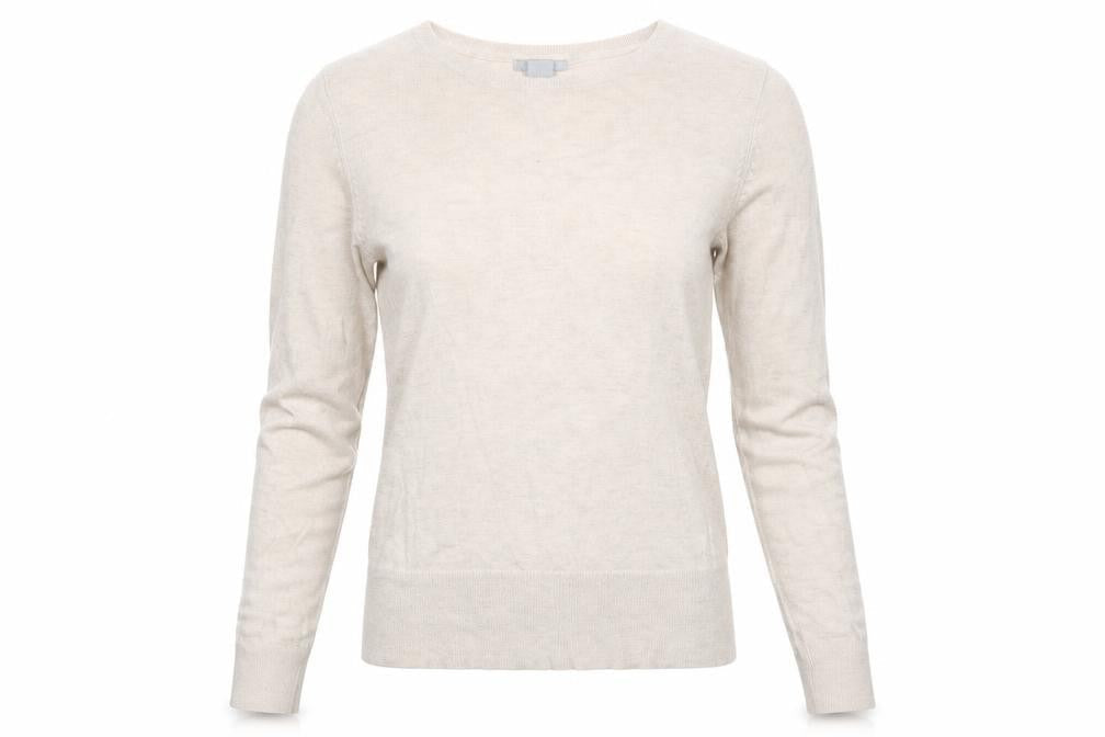 H&M Womens Beige Crew Neck   Pullover Jumper Size S