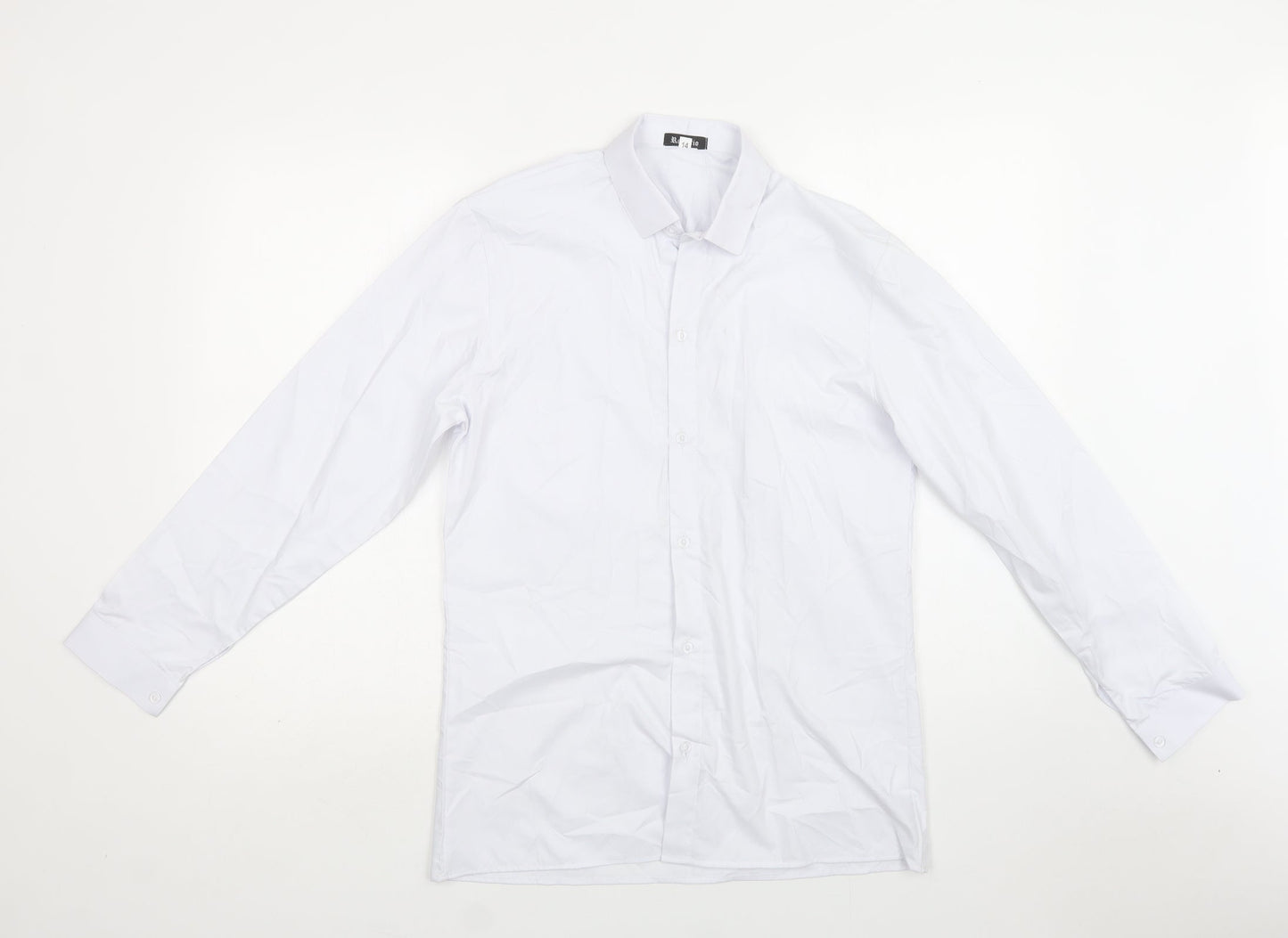 Romario Womens White  Polyester Basic Button-Up Size 14 Collared