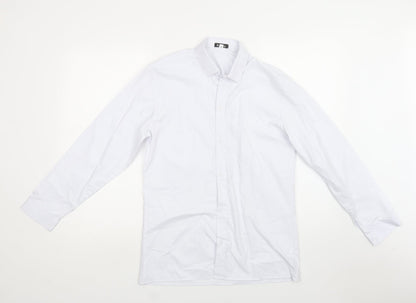 Romario Womens White  Polyester Basic Button-Up Size 14 Collared