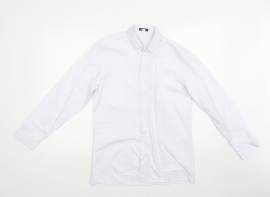 Romario Womens White  Polyester Basic Button-Up Size 14 Collared