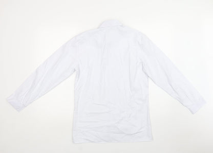 Romario Womens White  Polyester Basic Button-Up Size 14 Collared