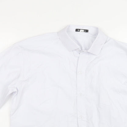 Romario Womens White  Polyester Basic Button-Up Size 14 Collared