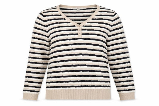 Country Casuals Womens Beige V-Neck Geometric Viscose Henley Jumper Size M