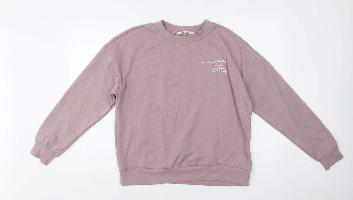 Primark Womens Purple  Cotton Pullover Sweatshirt Size S