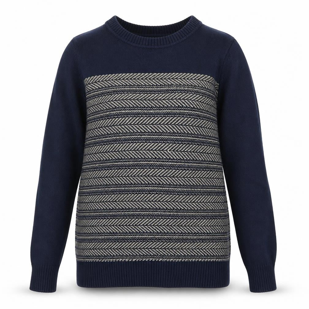 NEXT Womens Blue Round Neck Geometric Cotton Pullover Jumper Size 10