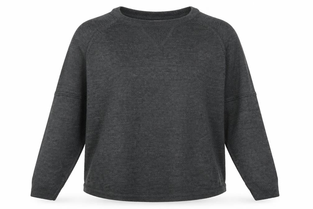 Sweet Romeo Womens Grey Round Neck  Acrylic Pullover Jumper Size M
