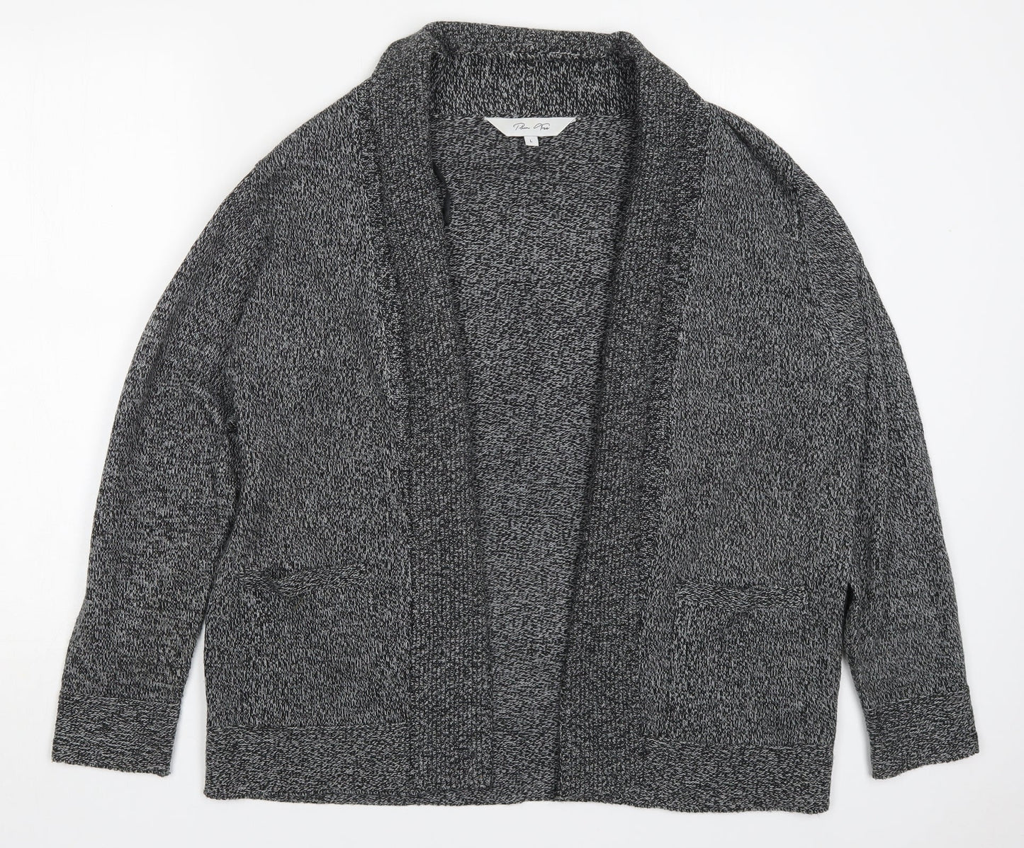 Plum Tree Womens Grey V-Neck  Acrylic Cardigan Jumper Size L