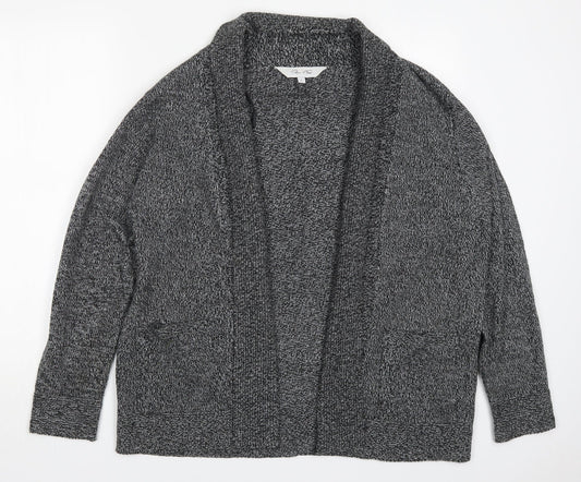 Plum Tree Womens Grey V-Neck  Acrylic Cardigan Jumper Size L