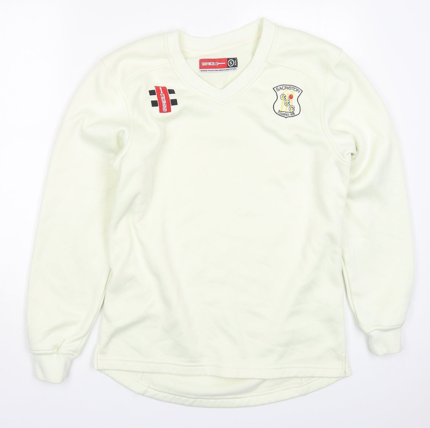 Grey Niccolls Mens Ivory  Polyester Pullover Sweatshirt Size S   - Sacriston