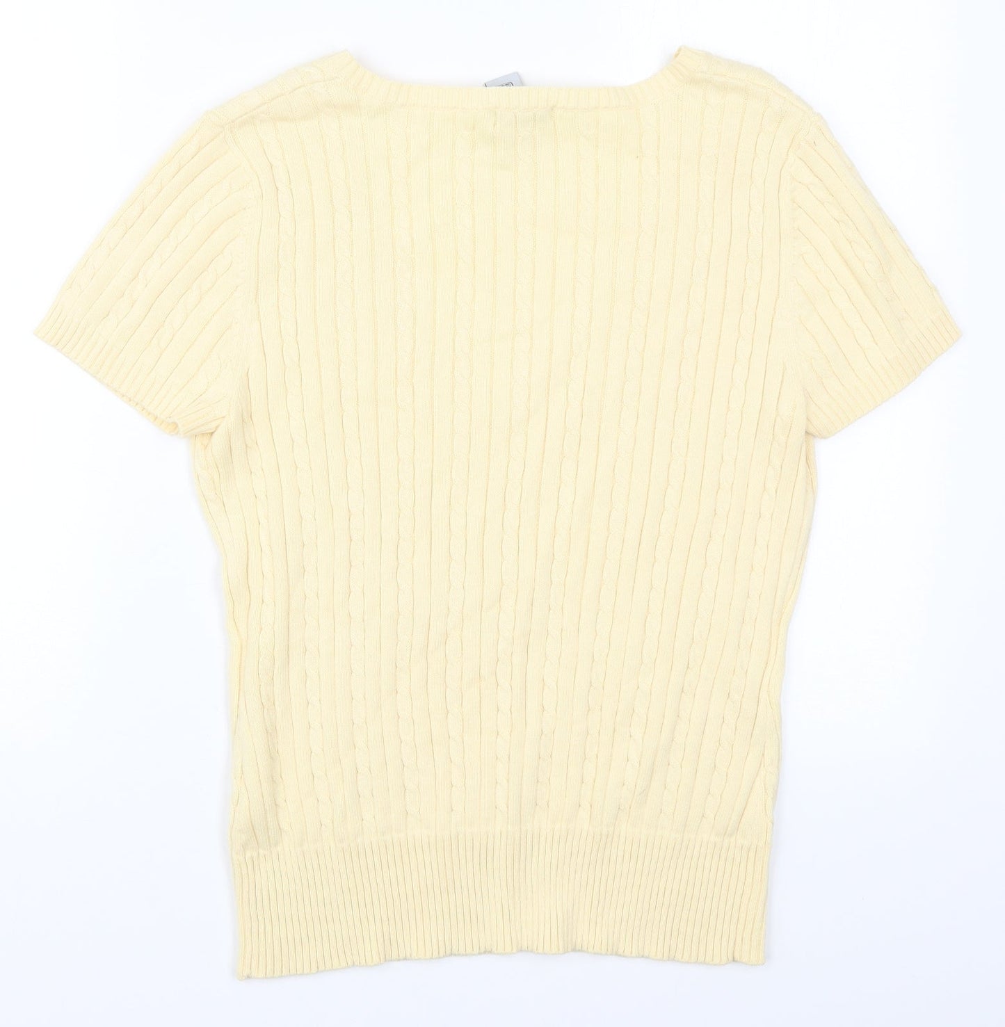IZOD Womens Beige V-Neck  Cotton Pullover Jumper Size M