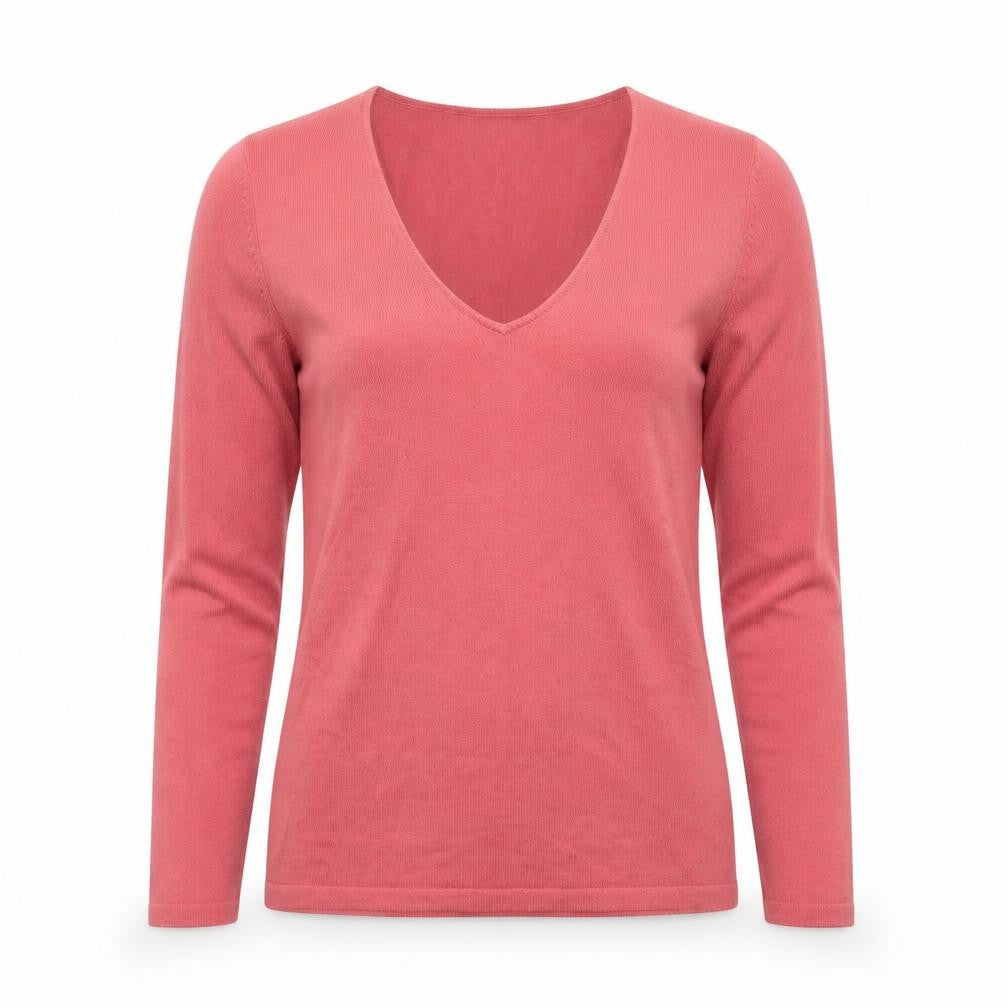 Lakeland Womens Pink V-Neck  Wool Pullover Jumper Size 10