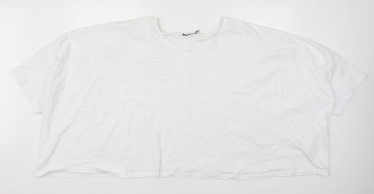 ASOS Womens White  Cotton Cropped T-Shirt Size 30 Round Neck