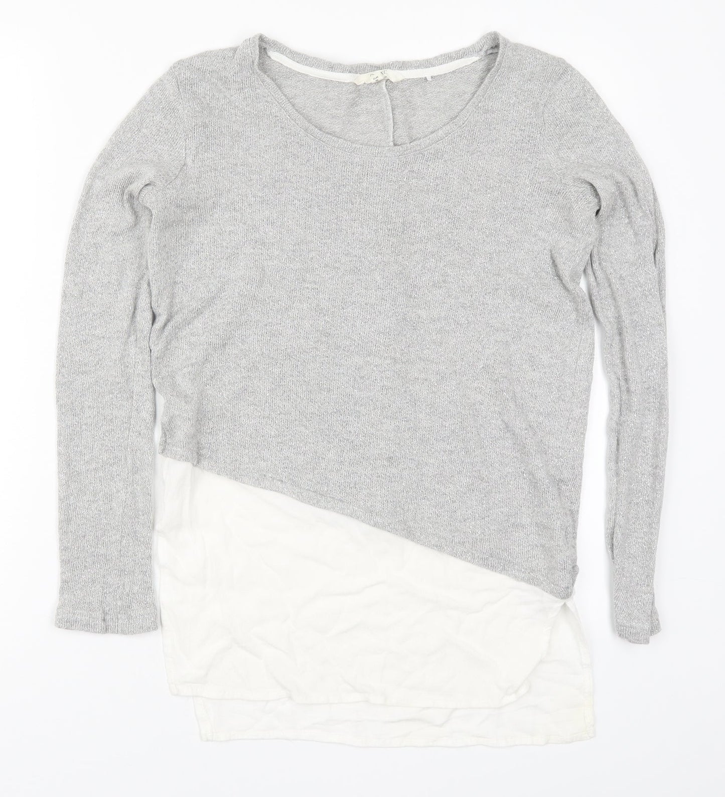 Nex Womens Silver Round Neck  Viscose Pullover Jumper Size 8