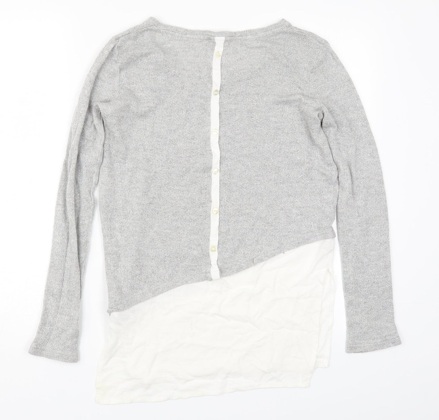 Nex Womens Silver Round Neck  Viscose Pullover Jumper Size 8