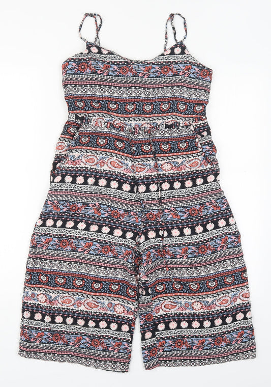 New Look Womens Multicoloured Geometric Viscose Jumpsuit One-Piece Size 4 L13 in Zip
