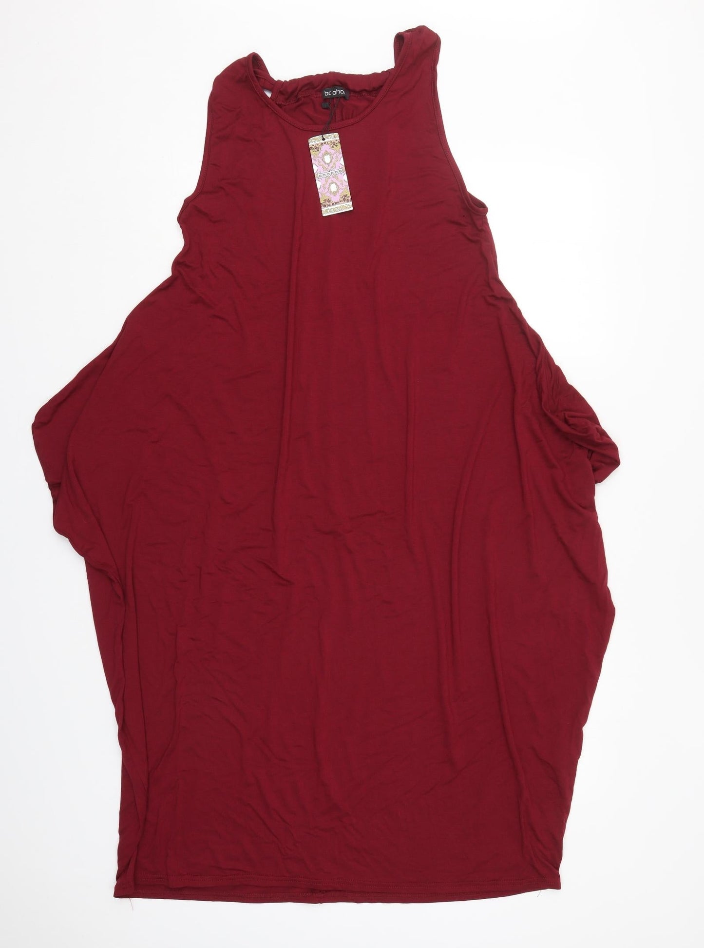 Boohoo Womens Red  Viscose Tank Dress  Size M  Round Neck Pullover