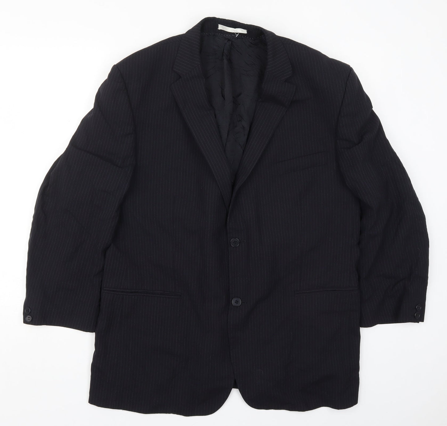 Burton Mens Blue Striped Wool Jacket Suit Jacket Size 46