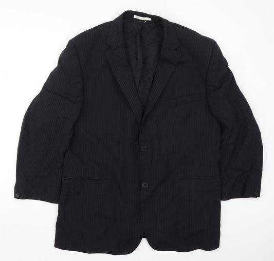 Burton Mens Blue Striped Wool Jacket Suit Jacket Size 46