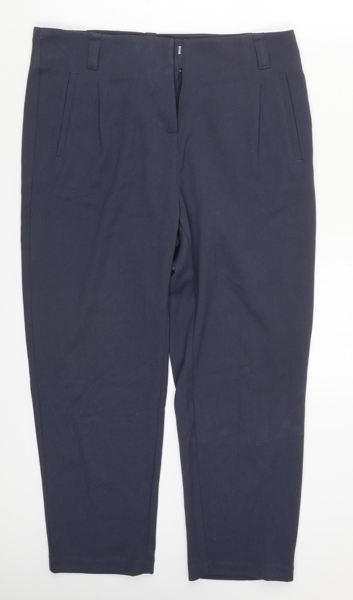 Preworn Womens Blue  Polyester Trousers  Size 10 L24 in Regular Hook & Eye