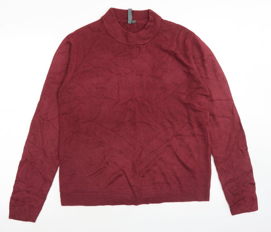 Originals Womens Red Mock Neck  Acrylic Pullover Jumper Size 12