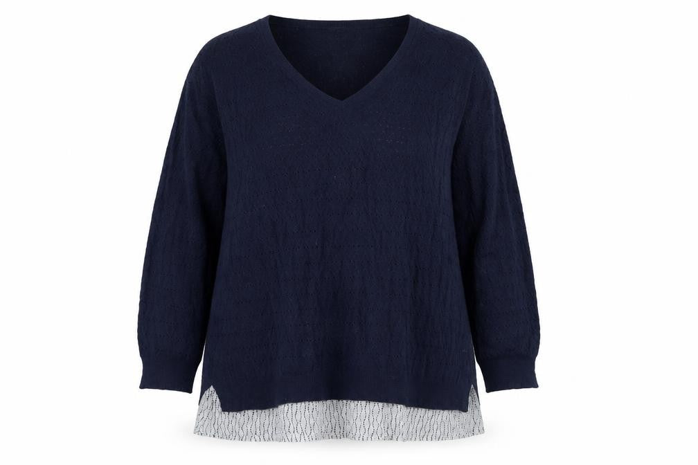 F&F Womens Blue V-Neck  Polyester Pullover Jumper Size 18