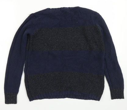 Marks & Spencer Woman Womens Blue Crew Neck  Cotton Pullover Jumper Size 8