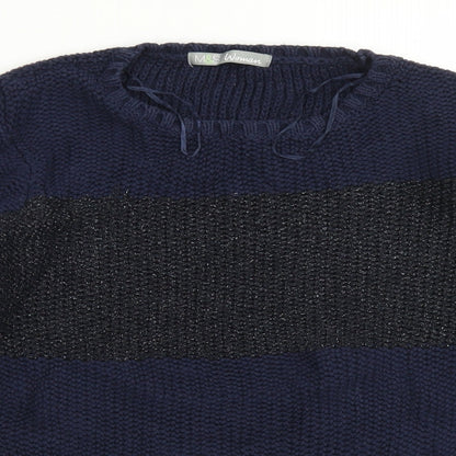 Marks & Spencer Woman Womens Blue Crew Neck  Cotton Pullover Jumper Size 8