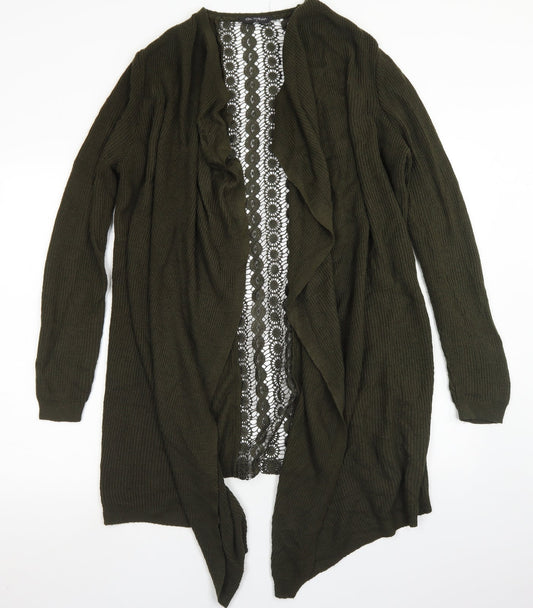 Miss Selfridge Womens Green Round Neck  Acrylic Cardigan Jumper Size S   - Lace back Detail